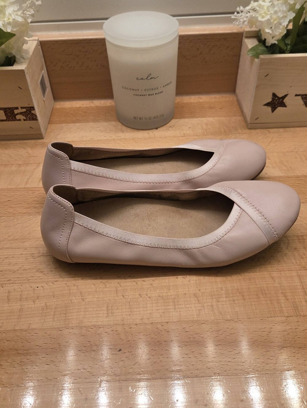 Vionic CAROLL Pale Pink Leather  Ballerina Flats Women Size 9